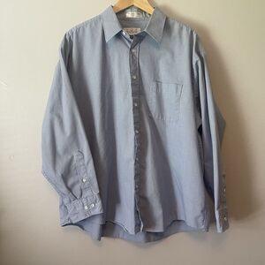 Enro Mens 18 Blue Button Up Shirt Long Sleeve Cotton Pocket Small Check Print